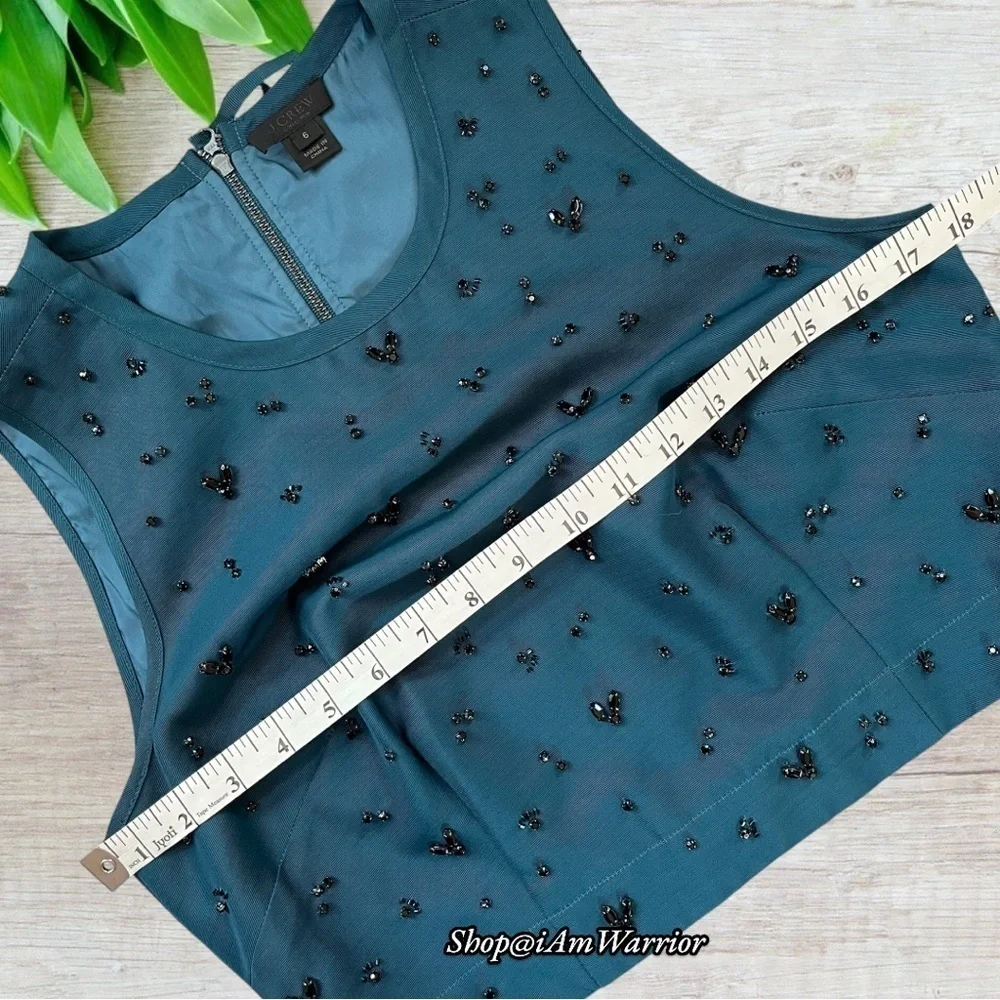 J.Crew Collection 2PC teal beaded crop top & pencil midi skirt *shop@iamwarrior